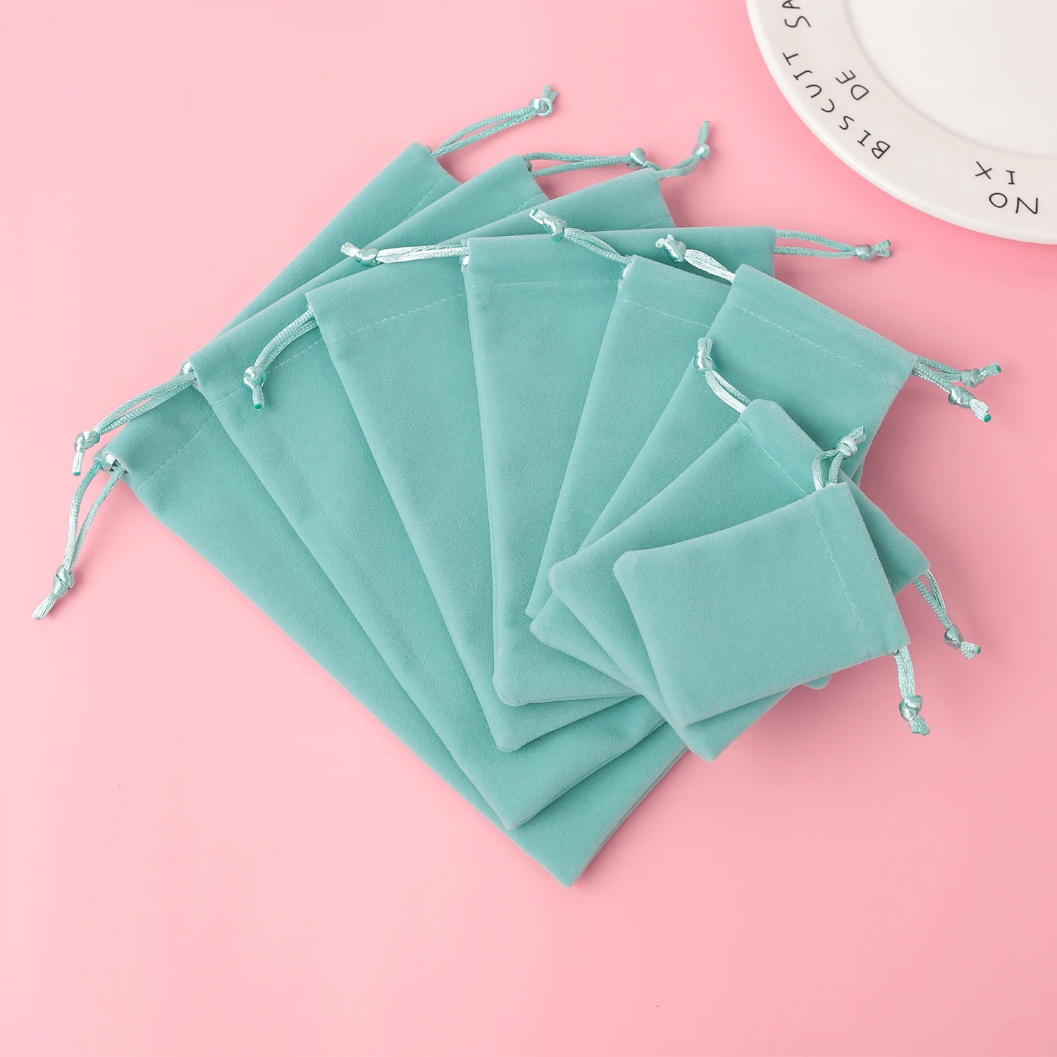 Schmuck Kordelzug Samt Tasche Box Verpackung Geschenk Beutel Ohrringe Ring Halskette Schmuck Süßigkeiten Baumwolle Flanell Tasche kann individuell angepasst werden – Detail 17
