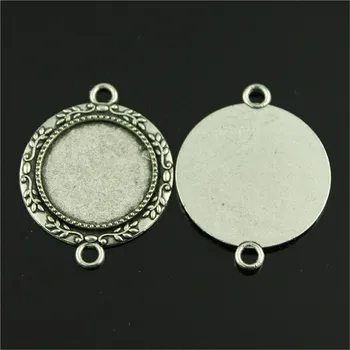

10pcs Cabochon Base Setting Connector 20mm Inner Size Vintage 2 Colors Cabochon Base Setting Connector