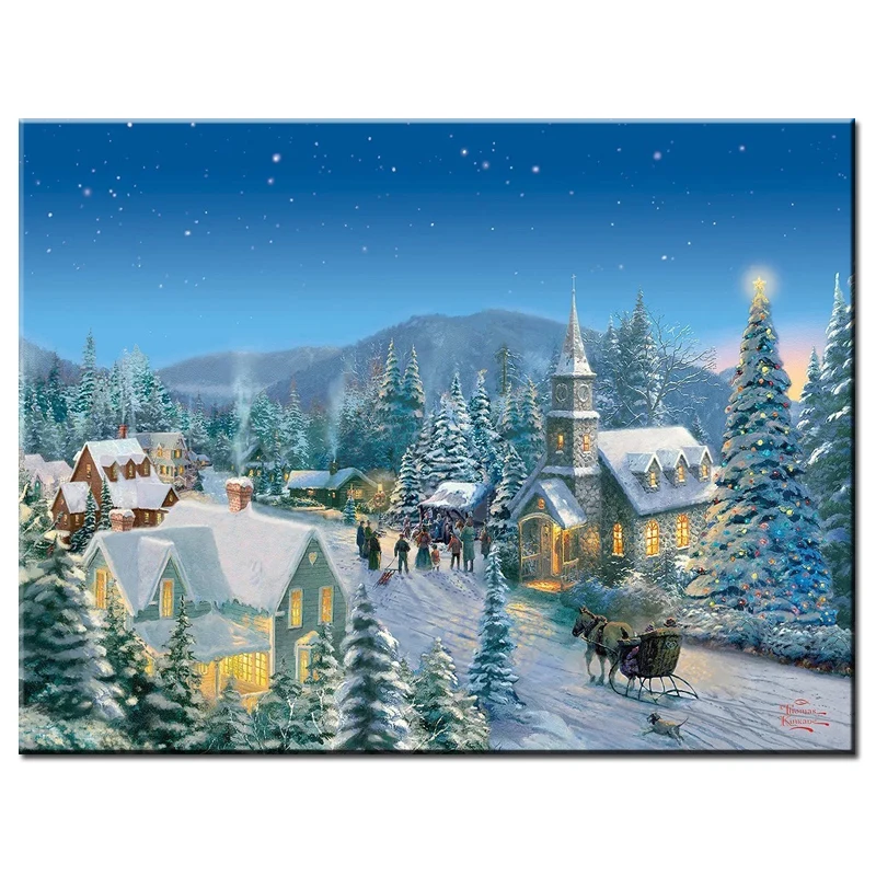 5D diamond embroiderysnow house wintercross stitch DIY diamond embroidery painting diamond embroidery photo christmas decor