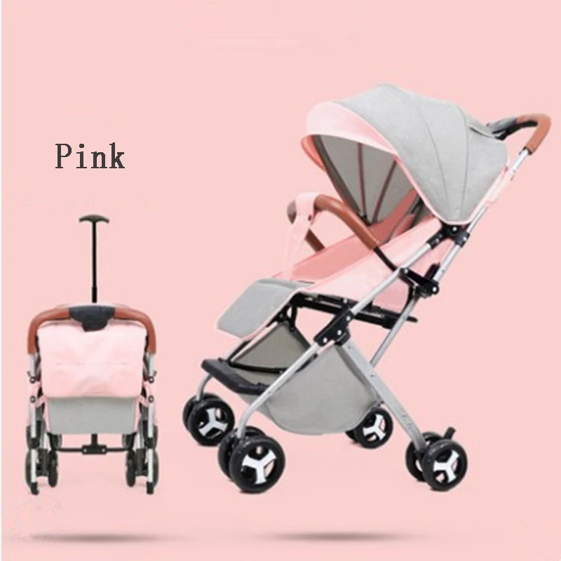 Baby trolley ultra-light, portable and easy to fold baby pocket umbrella trolley umbrella stroller - Цвет: D-verison-Lotus Pink