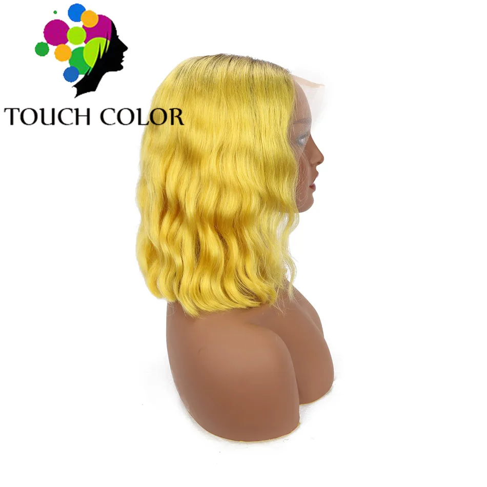 Покраска методом Омбре 13x4 короткий парик-Боб монгольские волнистые человеческие волосы фронтальные парики шнурка для черных женщин remy волосы фронтальный парик