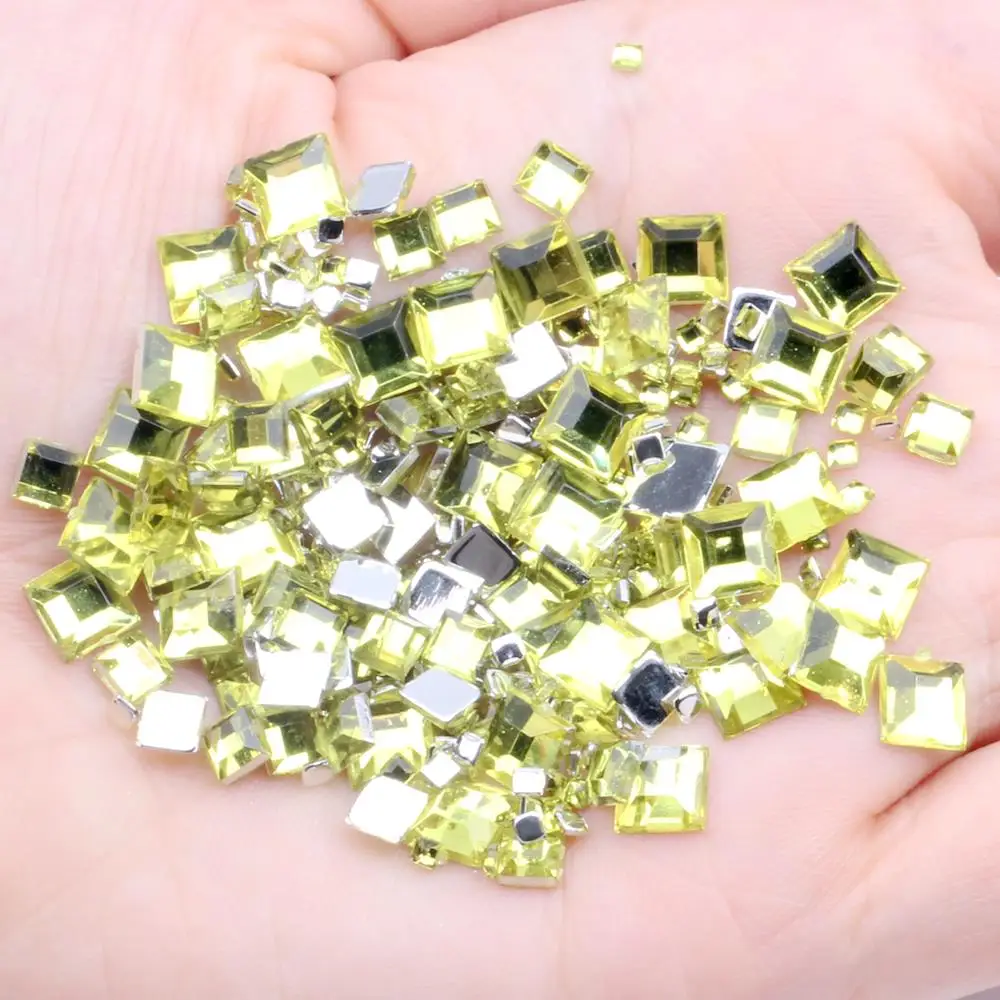 12 light yellow Стразы для ногтей с плоской задней поверхностью, каменные квадратные 4 мм 2 г 90 шт. для рукоделия, скрапбукинга, поделок, одежды, украшения для ногтей - Цвет: 12 light yellow
