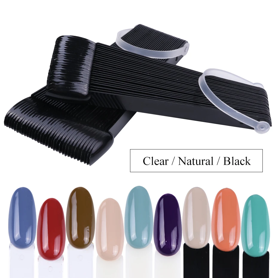 

32pcs/set False Nail Tips Set Oval Round Shape Faux Ongles Clear Black Natrual Full Nail Wraps Fan For Polish Art Design LYA23