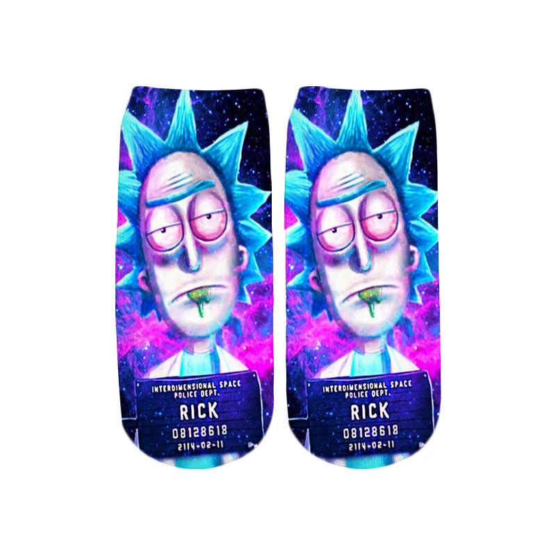 PLstar Cosmos/Новинка года; милые короткие носки с 3D принтом с героями мультфильмов Rick and Morty для мужчин и женщин; корейские носки в стиле Харадзюку; WZ999