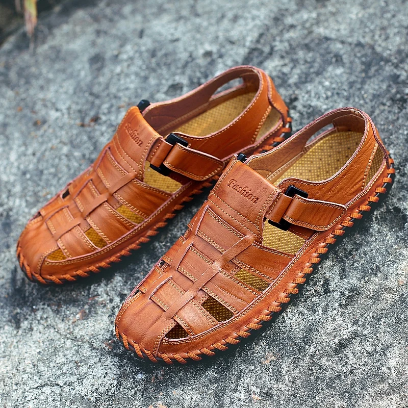 Summer Sandals&ampslippers Men's Sneakers Work Shoes Zapatillas Hombre Verano 2020 Man Sandals 2019 Men Leather | Обувь