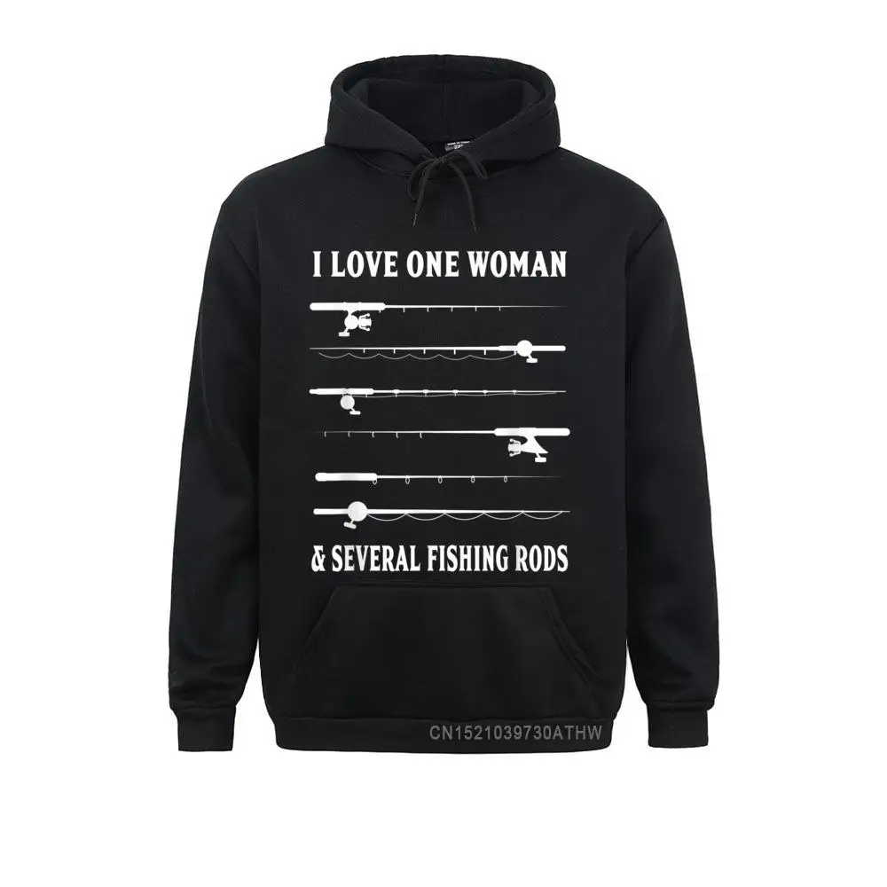 

I Love One Woman And Several Fishin Rods Funny Fishin Hooded Tops Cool Winter Hoodies Hoods Brand Men Sweatshirts