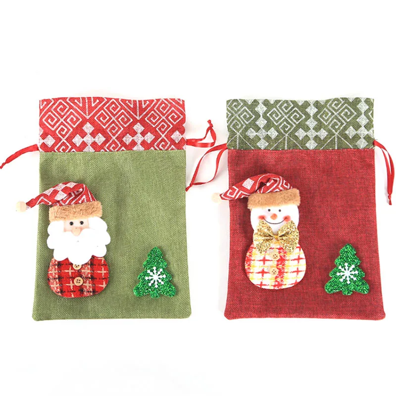 Quality Creative Christmas Decoration Gift Bag Child Burlap Bundle Apple Bag Candy Cookie Bag Christmas Gift Bag JY
