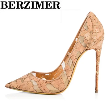 

BERZIMER Sexy Pumps For Women Pointed Toe High Thin Heels Breathable Mesh Club Party туфли женские Shoes Woman Large Size 34-45
