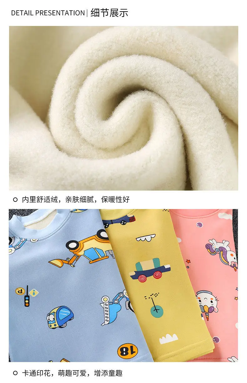 Boy Pajamas Winter Children Warm Underwear Suits Sleepwear Kids Clothes Tees Pants 2-pcs Set Thickened Cartoon Girl Plush Pyjama Sleepwear & Robes hot