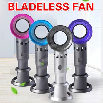 

Mini Handheld Bladeless Cooler Air Conditione Fan USB Charging Electric Fan Suitable for Summer Home Office Blue