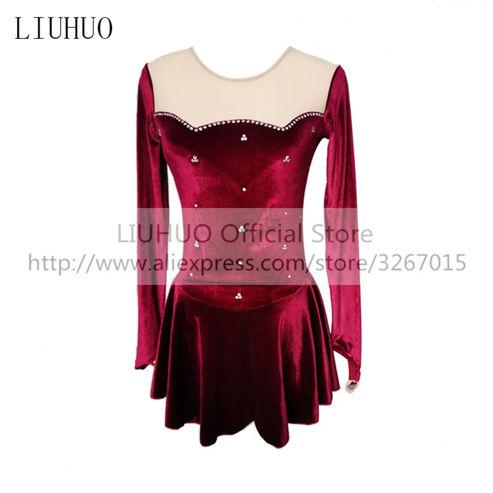 

LIUHUO Figure Skating Dress Women's Girls' Ice Performance Rhythmic Gymnastics Competition Leotard Artistic Costume Claret Dance