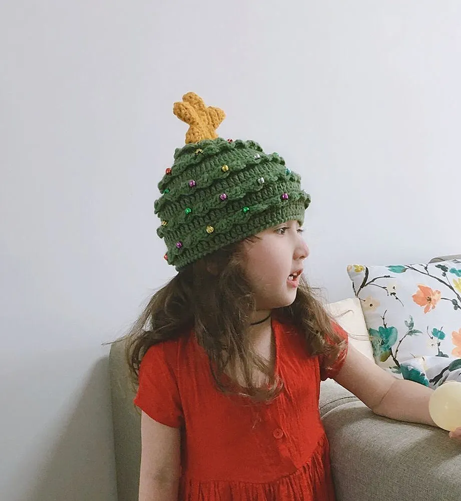 

2019 Hot Parent-child christmas tree hat With Star winter Autumn warm women/men winter beanies kids Hat skullies child caps