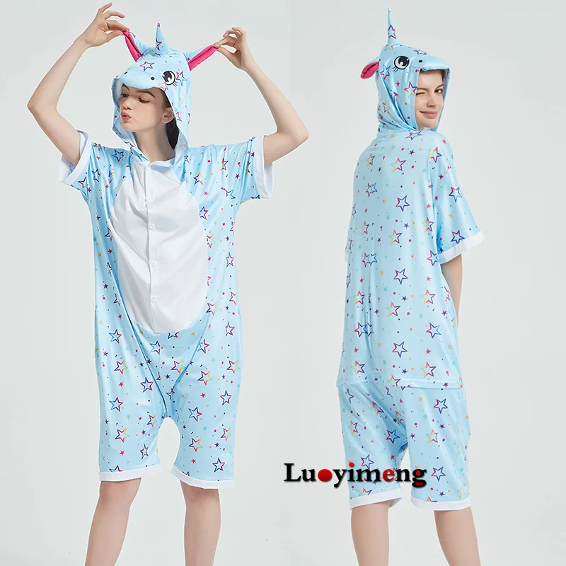 New Animal Unicorn Pajamas Adults Summer Sleepwear Kigurumi Panda Unicorn Pyjamas Women Onesie Anime Costumes Onepiece Jumpsuit