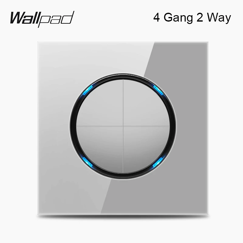 Wallpad L6 4 банды 1 способ 2 способ Электрический мощность настенный выключатель Кнопка с Светодиодный индикатор Серый Кристалл Стекло