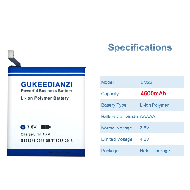 GUKEEDIANZI BM22 4600mAh Phone Battery For Xiaomi mi 5 M5 mi5 Mobile Replacement Rechargeable Battery