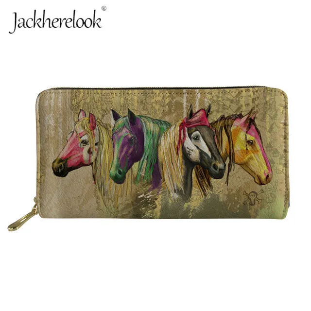 L603Z21 Jackherelook мультфильм дикая лошадь Печатный кошелек Herbivore животное PU кожаный кошелек женская сумка для монет держатель для кредитных карт дамская сумочка - Цвет: L603Z21