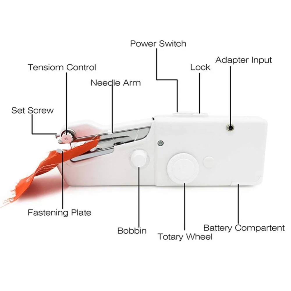 

Portable Household Mini Hand Sewing Machine Quick Stitch Sew Needlework Cordless Clothes Fabrics Electronic Sewing Machine
