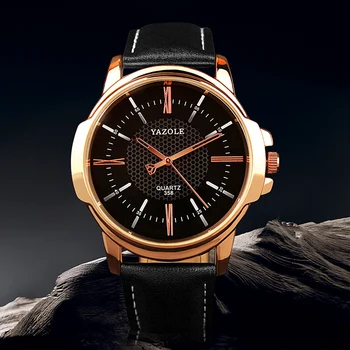

YAZOLE Fashion Men Watches Luxury Rose Gold Men's Wrist Watch Top Brand Leather Strap Men watch Clock relogio masculino reloj