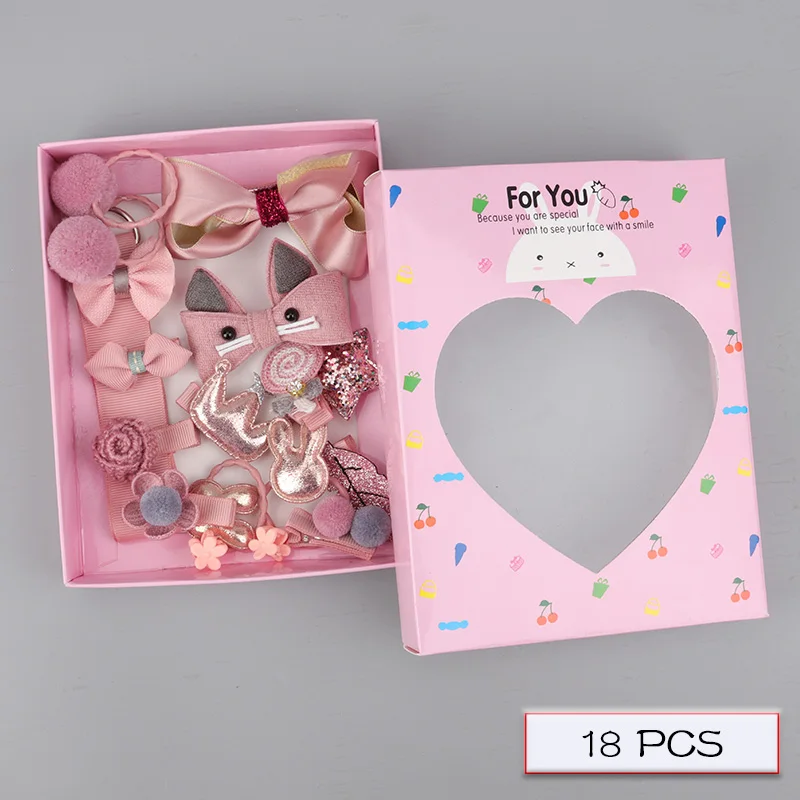 H063-15-B Children's hair accessories set baby hairpin rubber band girl birthday holiday gift cartoon hair accessories grab clip - Цвет: H063-15-B