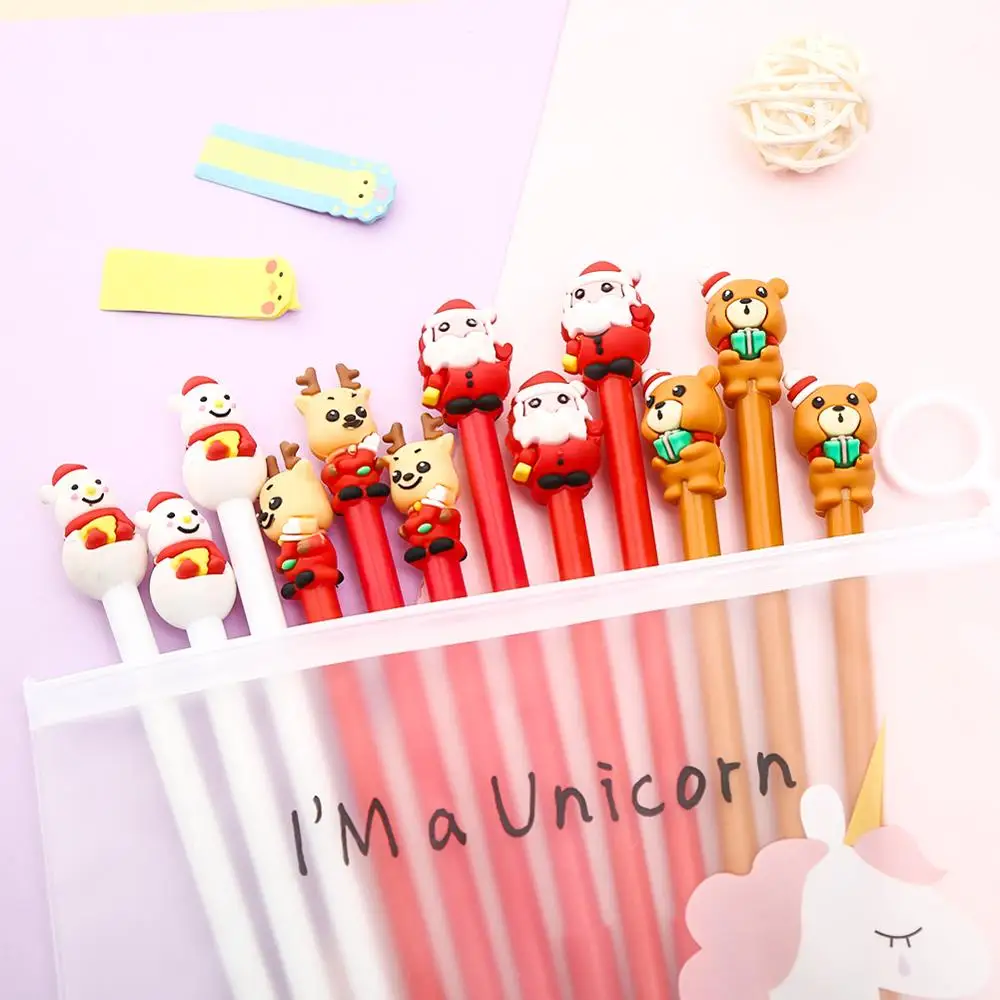 

12pcs Creative Cute Christmas Gel Pen Kawaii Cartoon Elk Santa School Office Thing Kawai Anime Stationery Material Kids Gift Bts