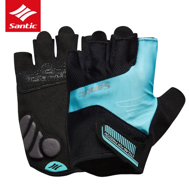 WM7C09065 Blue santic велоспорт перчатки мужчины женщины mtb дорожный велосипед перчатки половина finger тур де франс велосипед перчатки guantes ciclismo bicicleta - Цвет: WM7C09065 Blue