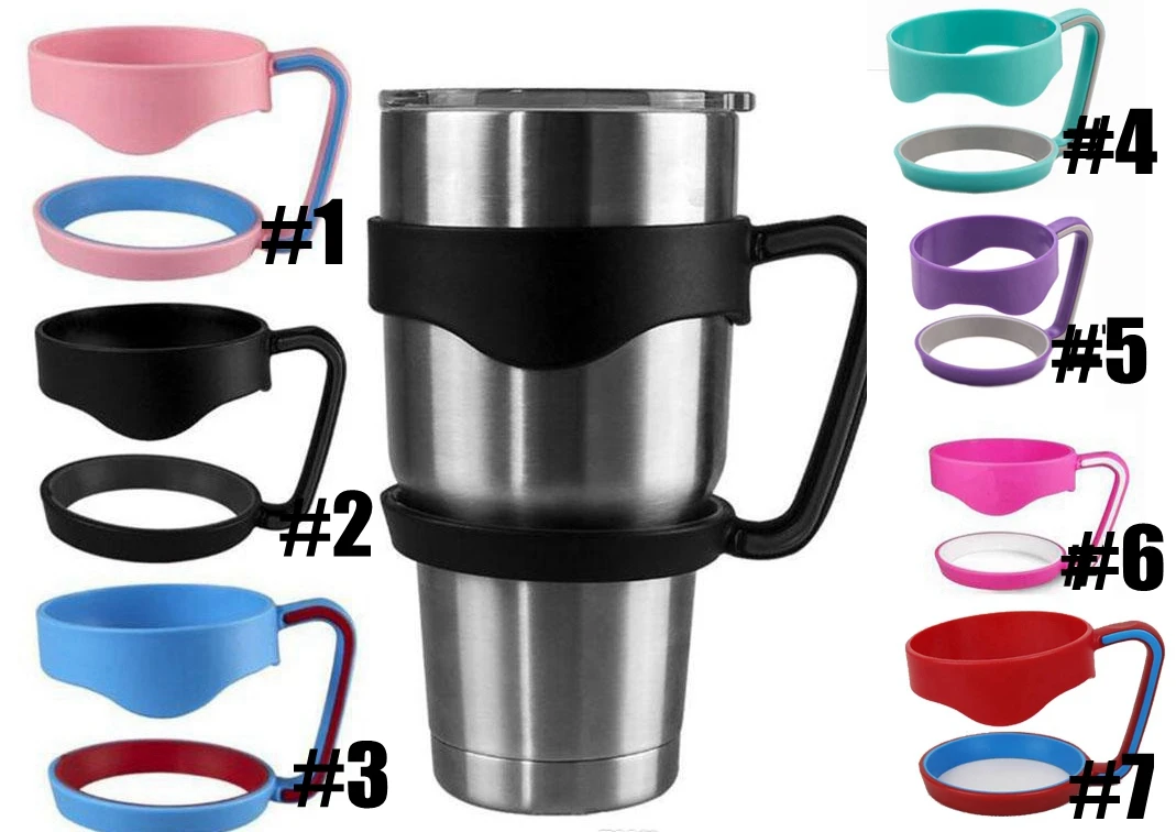 50pcs 7 color Portable Water Bottle Mugs Cup Handle for 30 Ounce Tumbler Rambler Cup Hand Holder Fit Travel Drinkware - Цвет: mix color