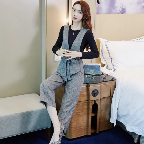 

Early Autumn Fashion Set Early Autumn Two-Piece 2019 Autumn New Style Elegant Loose Pants Three-piece Set Women's Western Style