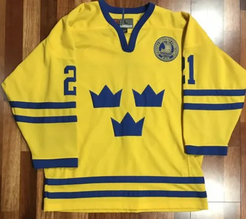 21 PETER FORSBERG Team Sweden Retro throwback хоккейная трикотажная вышивка сшитая под заказ любое количество и имя