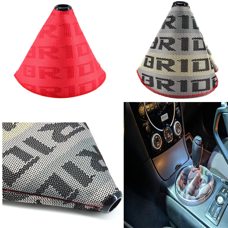 

Universal Racing Shift Knob Cover Bride Shift Lever Knob Boot Cover Collars With Red Stitching 4 Color