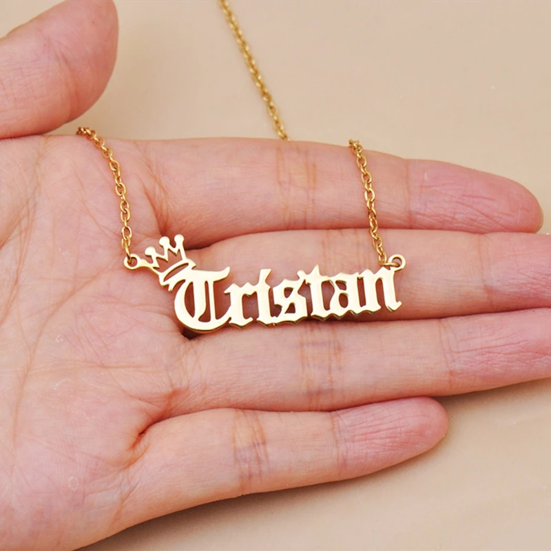 Custom Royal Crown Name Necklace Old 