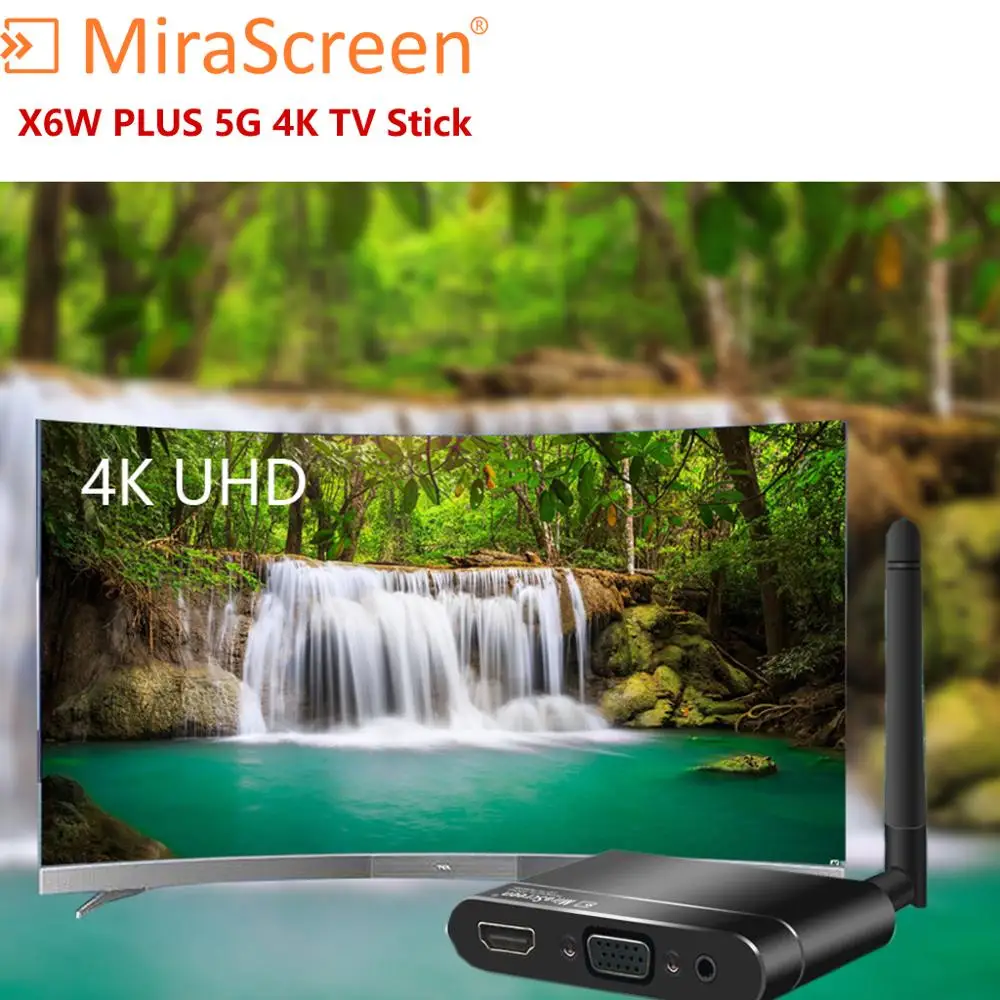 Mirascreen X6W Plus 5G 4K real time mirroring  Miracast Wireless DLNA AirPlay Display Dongle Receiver 5G TV Stick