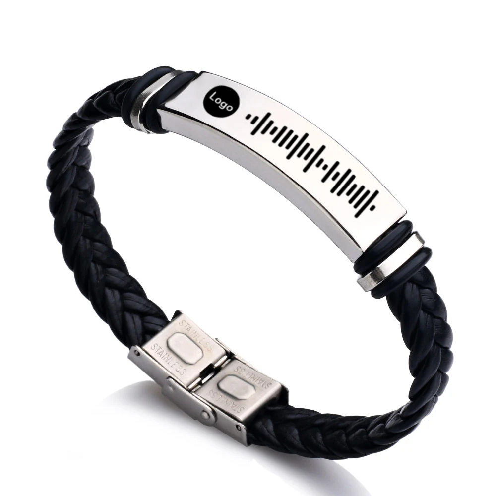 Personnalise Spotify Code Prefere Chanson Bracelet En Acier Inoxydable En Cuir Professeur De Musique Petit Ami Petite Amie Cadeau Melomane Aliexpress