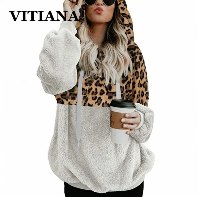 Женская толстовка с капюшоном VITIANA Teddy Повседневная теплая флисовая длинным