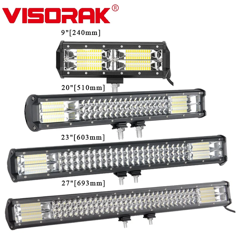 VISORAK 9 20 23 27 &quotдюймов LED освещение для трактора бар 12V 24V комбайн адвокатского