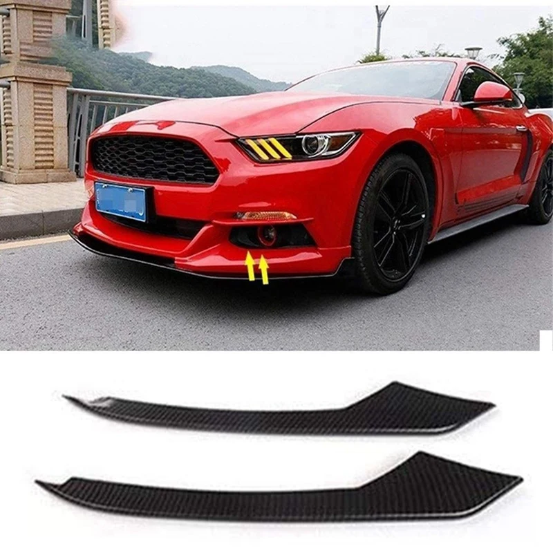 For 2015-2018 Ford Mustang Front Carbon Fiber Fog Light Lamp Eyebrow Covers Trim 
