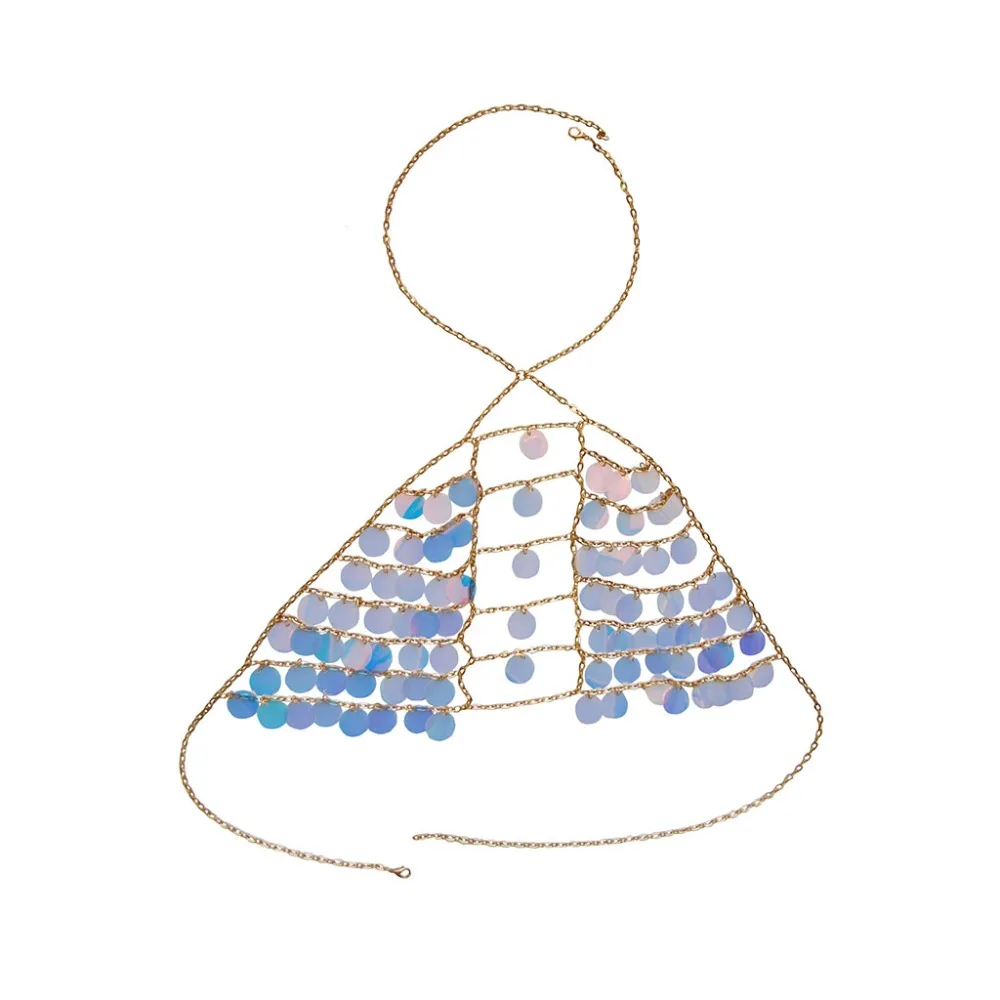 Boho Sequins Body Chains Top Beach Bikini Chain Bra Fashion Harness Charm Body Accessories Jewelry for Women and Girls