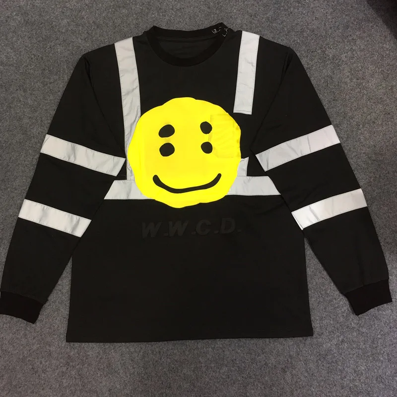 ASAP Rocky CPFM W.W.C.D. Улыбка 3M Светоотражающие футболка Для мужчин и Для женщин с длинными рукавами Harajuku футболка с круглым вырезом; свитер, пуловер, футболка