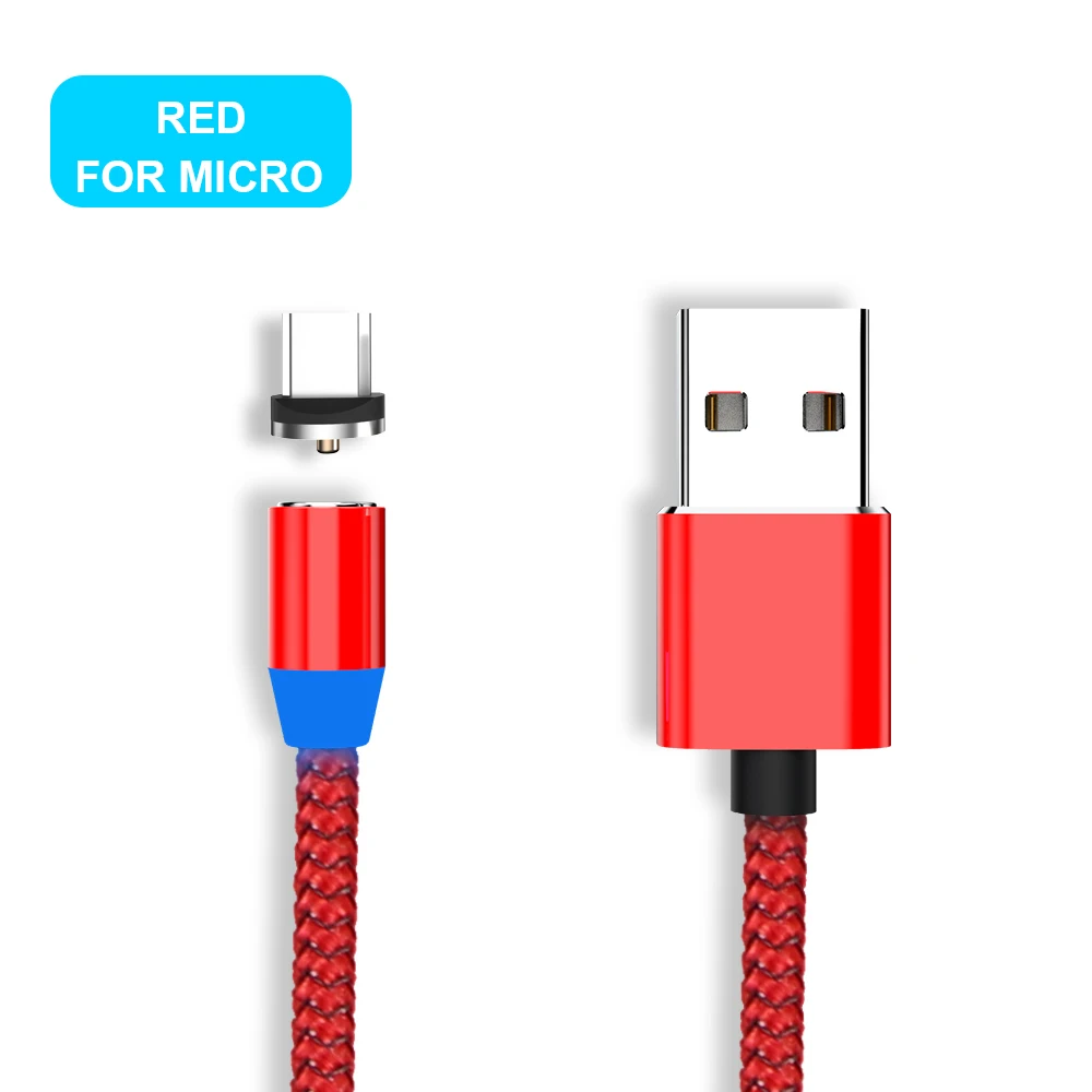 Vanniso 1 м 2 м Магнитный Micro USB кабель для iPhone samsung A50 Xiaomi Мобильный телефон Быстрая зарядка usb type C кабель магнит зарядное устройство - Цвет: Red for Micro