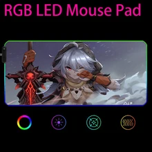 

RGB Gaming XXL Mouse Pad Mousepad Large Mause Pad Keyboard Desk Carpet Game Rubber No-slip LED Genshin Impact Mouse Mat 90x40CM