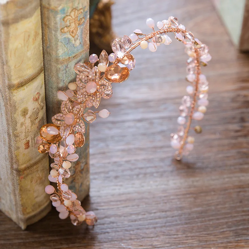 

New Style Children Bride Headdress Japanese Korean Beautiful Pearl Stick Drill Alloy Hair Bands Wedding Dress Photo Accessories