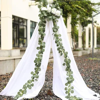 

2pc Artificial Green Eucalyptus Garland Leaves Vine Fake Vines Rattan Artificial Plants Ivy Wreath Wall Decor Wedding Decoration