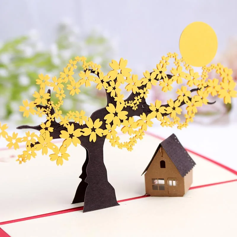 Mid-Autumn Festival Stereoscopic Greeting Cards sakura zhi creation foods 3D Creative Handmade Christmas Postcard Birthday Bless