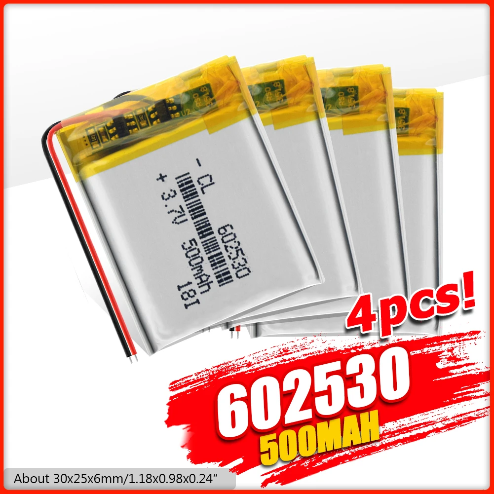 Литий ионная аккумуляторная батарея 3 7 в 602530 500 мА/ч для микрофона MP3 GPS Смарт часы