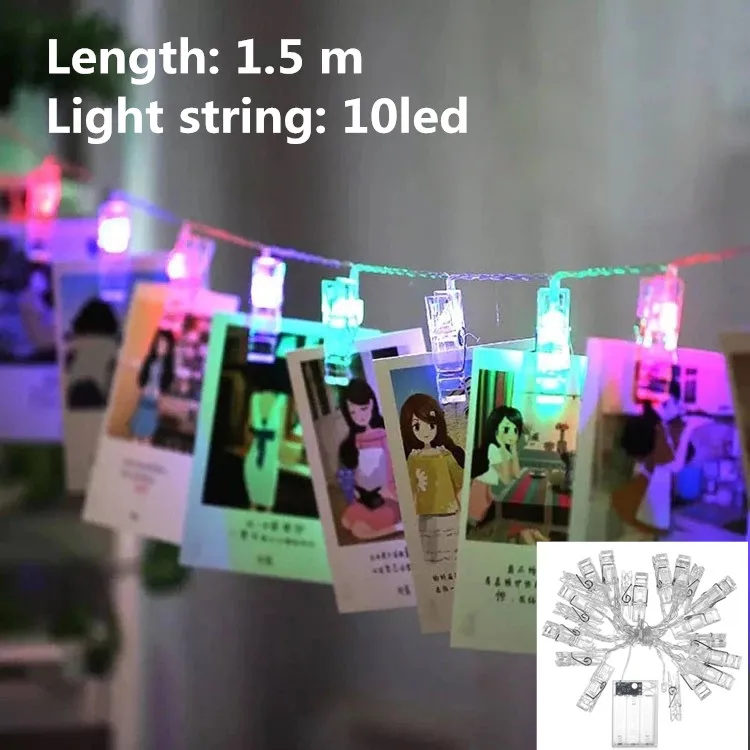Clip 1m10led color Рождественское украшение ветка елки светильник 20 светодиодов струнный светильник s Настольный Noel украшения для рождественских украшений Новогоднее украшение - Цвет: Clip 1m10led color