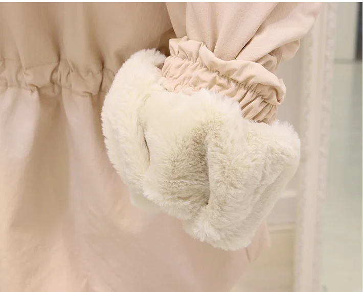 Новинка, пальто с хлопковой подкладкой и воротником из натурального меха, женская зимняя парка с капюшоном, свободная Толстая куртка на талии, Женская Студенческая верхняя одежда