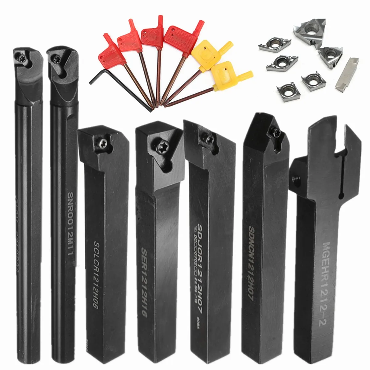 

21PCS Lathe Turning Tool Lathe Tools Holder Solid Carbide Inserts Holder Boring Bar Lathe Cutter Metal Turning Rod Industrial