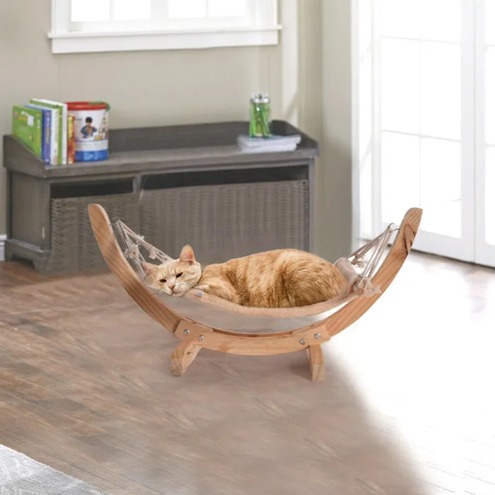 Гамак DIY кровать собака дом деревянная рама ленивый коврик Удобная подушка Lounge HVR88