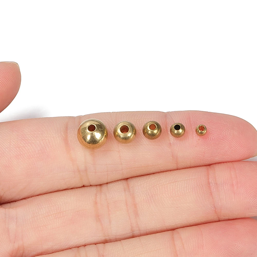 50 Stück 3–8 mm Original-Messingperlen, Silberperlen, runde Kugel, lose Spacer-Perlen für Armband, Halskette, Schmuckherstellung, DIY-Zubehör – Detail 14