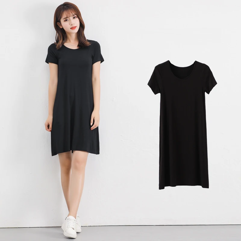 Вискозная футболка платье - Цвет: Black skirt 1