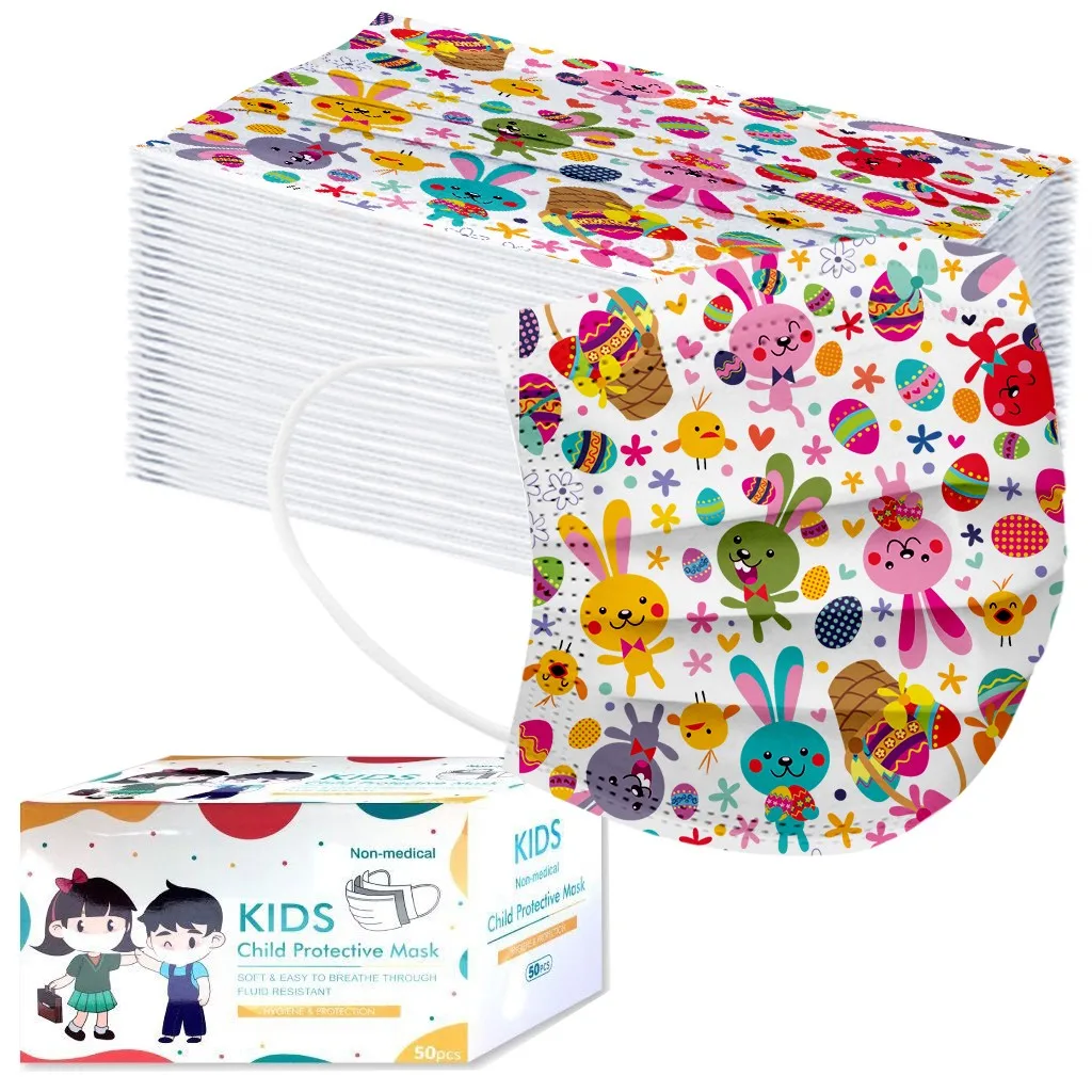 100 шт. детская одноразовая маска с мультяшным Кроликом модная для защиты 3 слоя